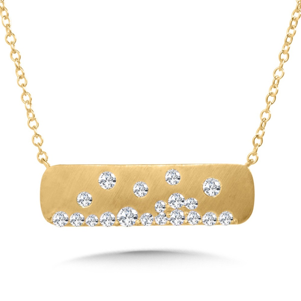 Yellow Gold 1/3ctw Diamond Bar Pendant Necklace