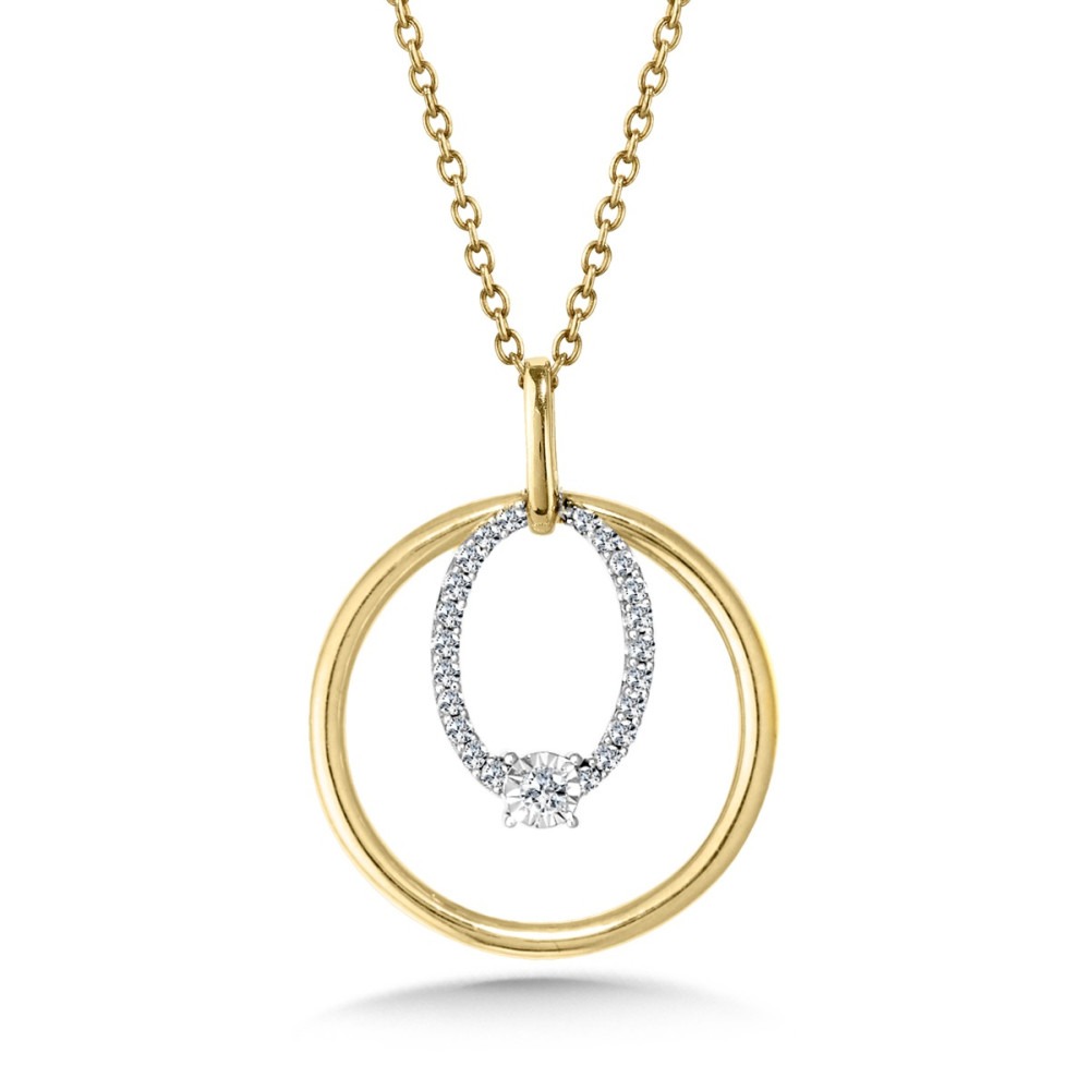 Two-Tone 1/10ctw Diamond Circles Pendant Necklace