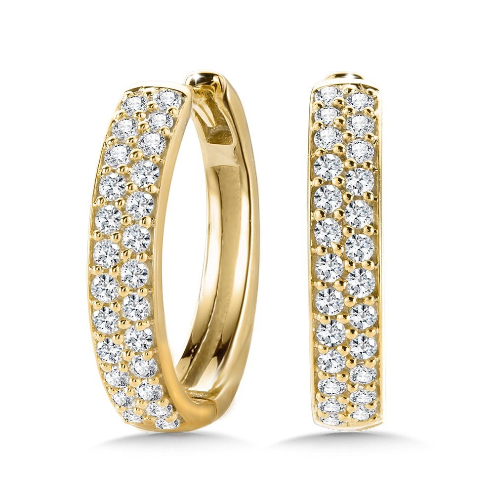 Yellow Gold 1/2ctw Diamond Round Hoop Earrings