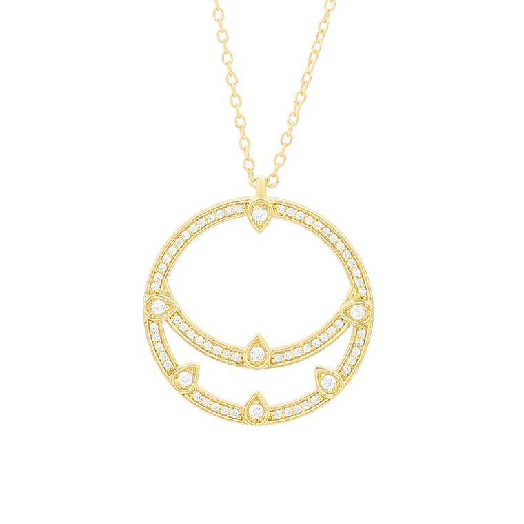 1/4ctw Diamond Double Circle Pendant Necklace