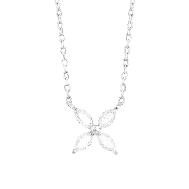 3/20ctw Diamond Marquise Floral Pendant Necklace