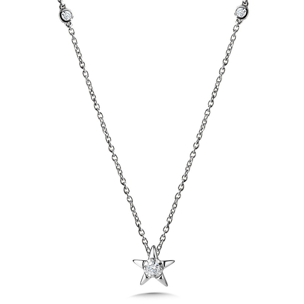 1/10ctw Diamond Star White Gold Pendant Necklace