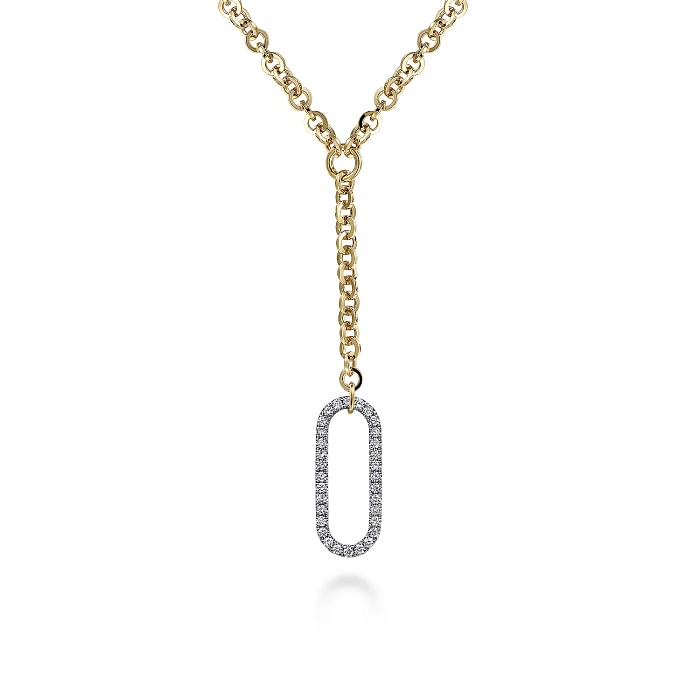 Yellow Gold HollowTube Link1ctw Diamond Necklace