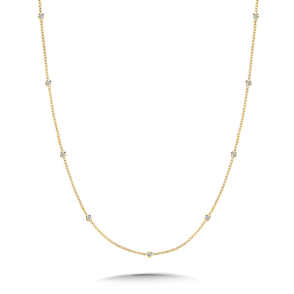 Yellow Gold 1/2ctw Diamond Station Chain Necklace