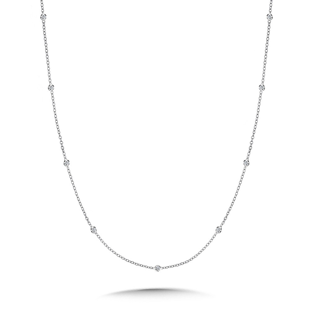 White Gold 1/2ctw Diamond Station Chain Necklace