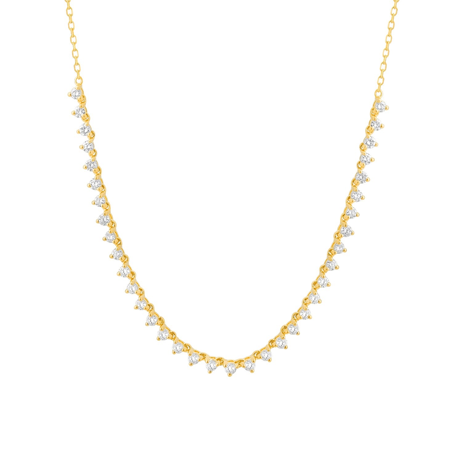 1/2ctw Yellow Gold Diamond Prong Necklace