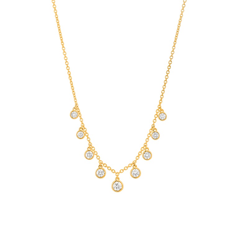 3/5ctw Diamond Bezel Yellow Gold Necklace