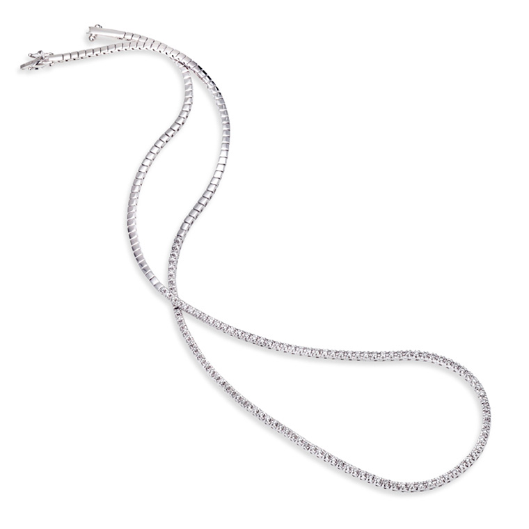 14kw.80ctw SI/H Diamond Tennis Necklace 18"