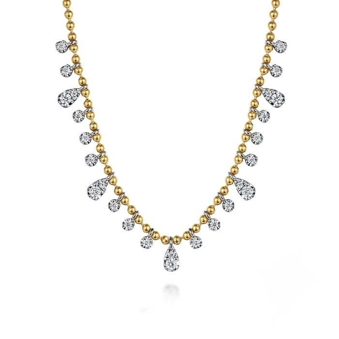 1/2ctw Diamond Station Droplet Two-Tone Necklace