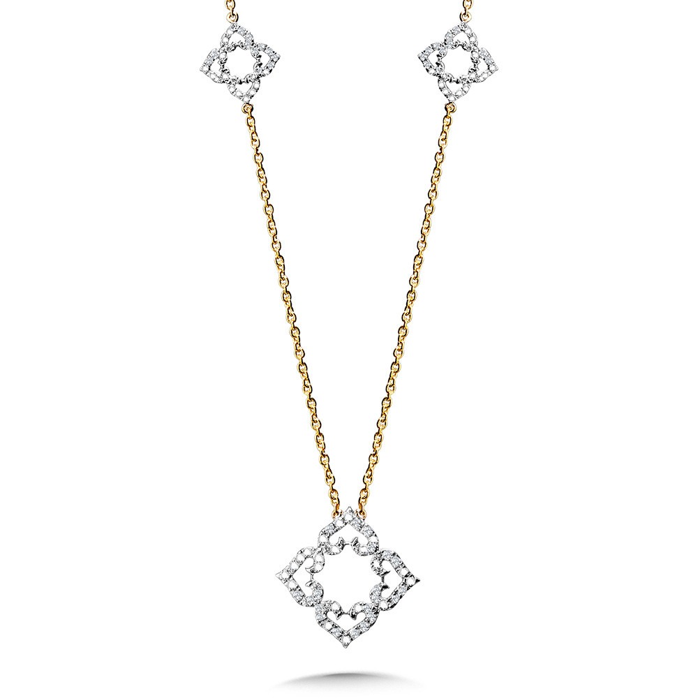 1/2ctw Diamond Heart Clover Links Two-Tone Pendant Necklace