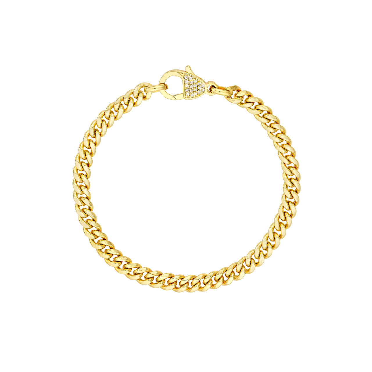 1/10ctw Pave Diamond Clasp Curb Chain Yellow Gold Bracelet