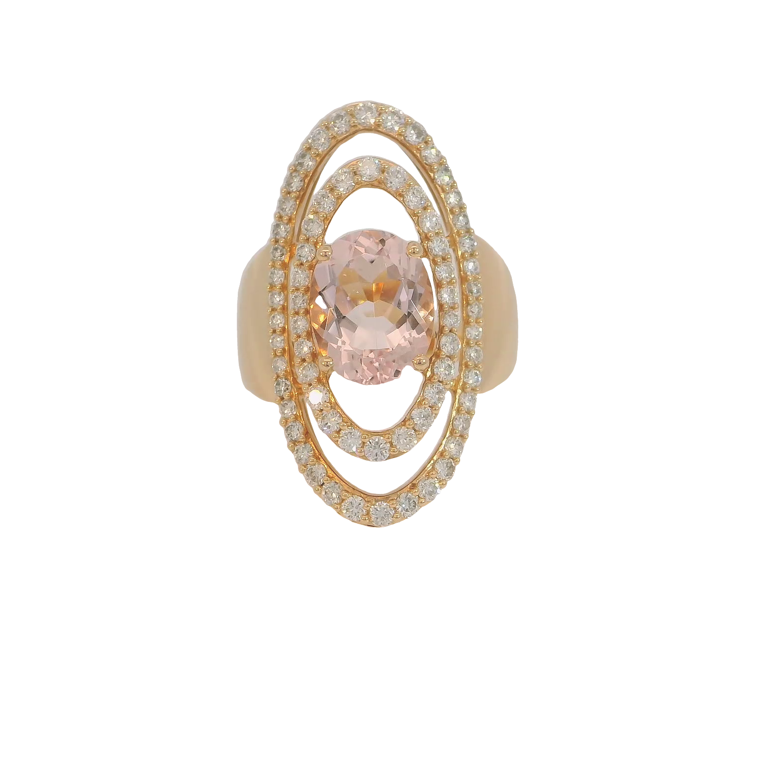 Morganite and Diamond Double Halo Rose Gold Ring