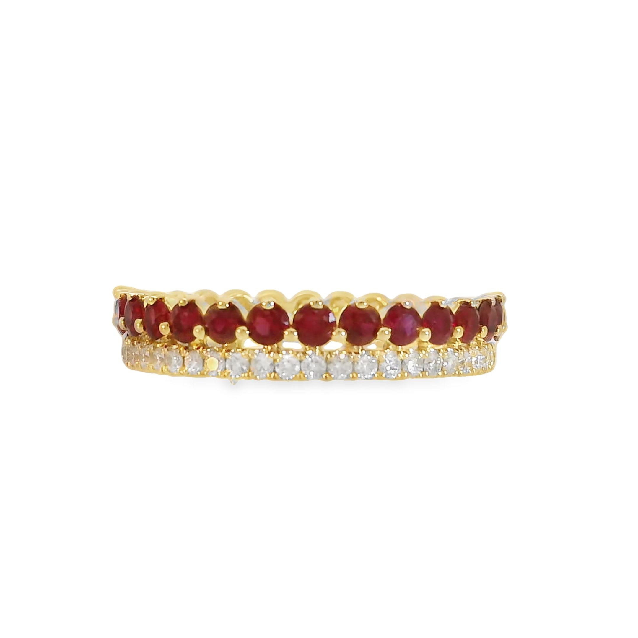 Ruby and 1/5ctw Diamond Yellow Gold Ring