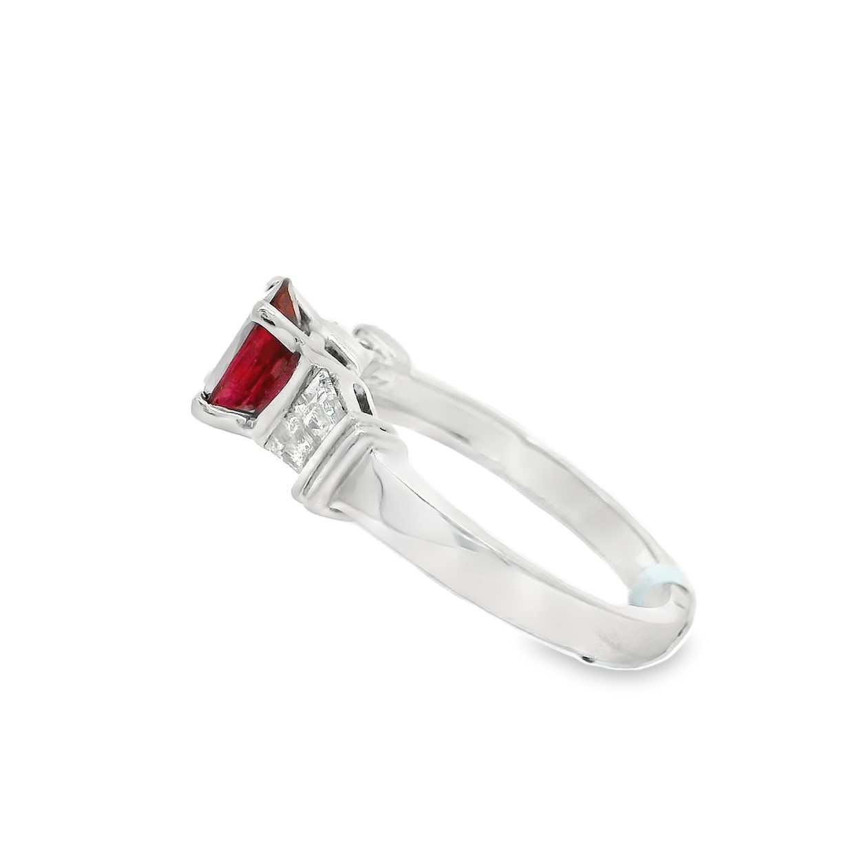 Oval Ruby and 2/5ctw Baguette Diamond Platinum Ring