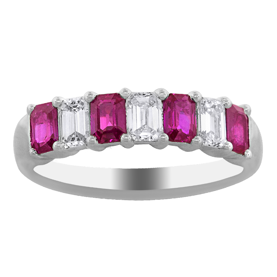 Ruby and 1 1/5ctw Diamond Platinum Band Ring