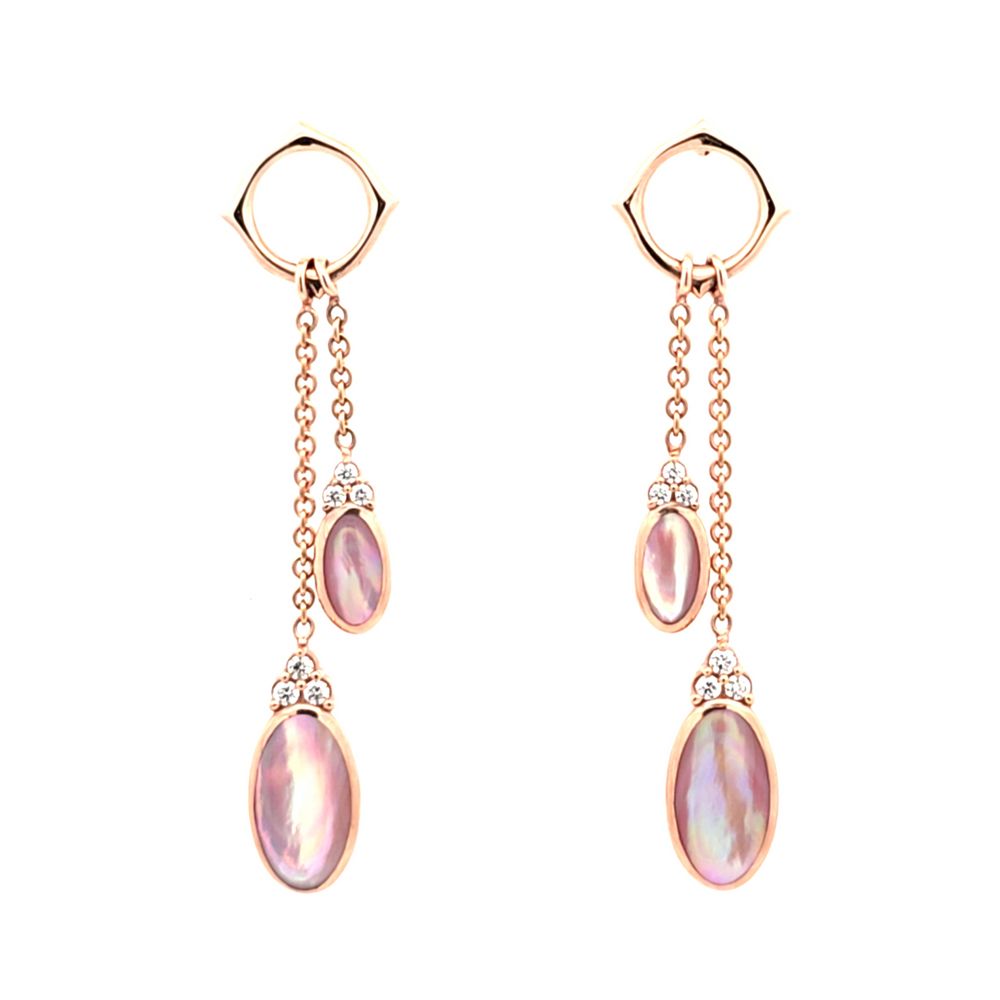 3/20ctw Diamond and Mother of Pearl Rose Gold Drop Earrings l KABANA