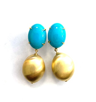 EVANUEVA Turquoise and 18k Yellow Gold Drop Earrings