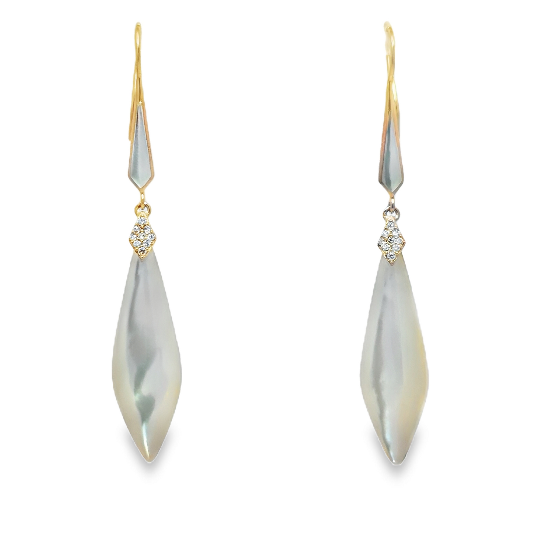 1/10ctw Diamond and Mother of Pearl Earrings l KABANA