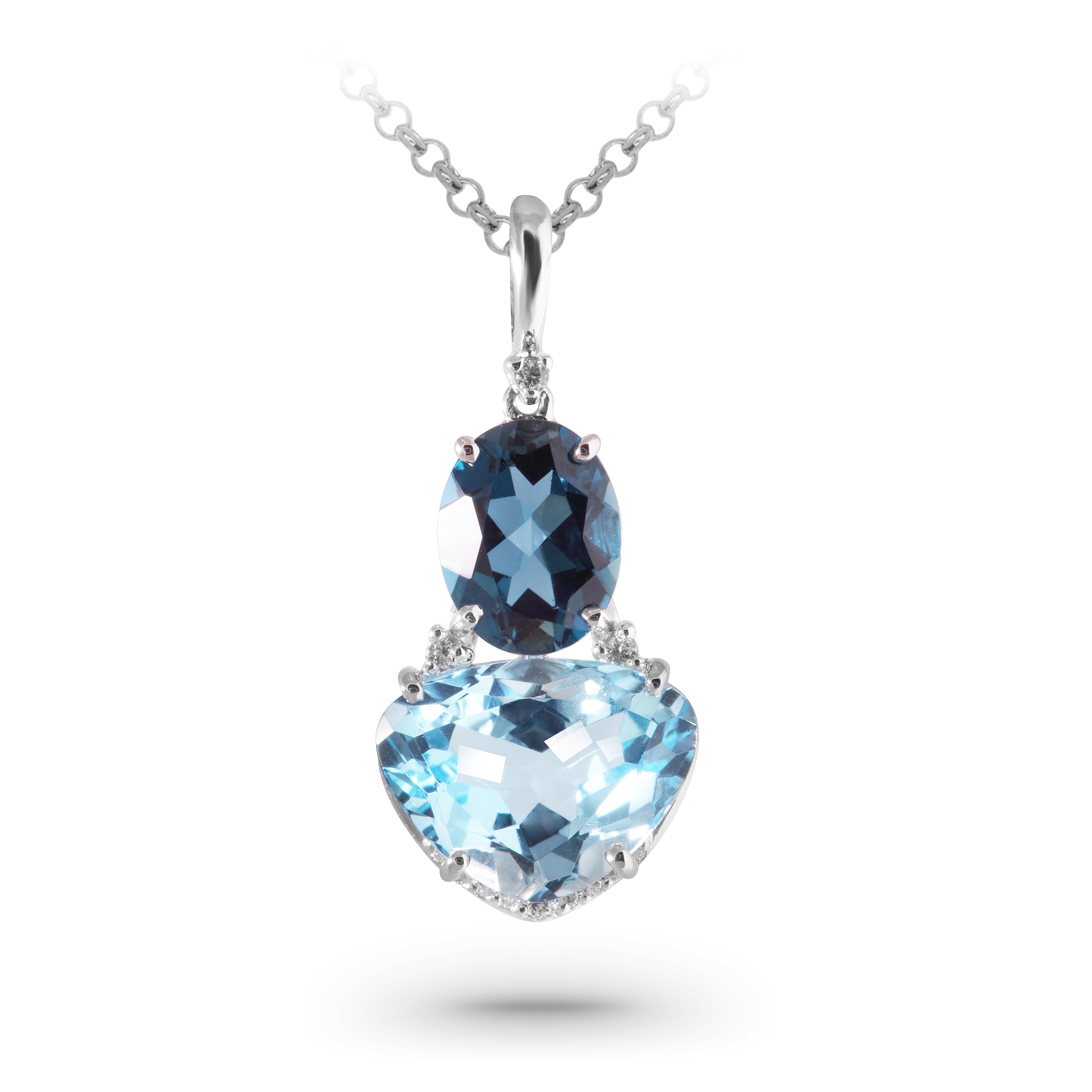 Topaz and Diamond Pendant Necklace in 18K White Gold