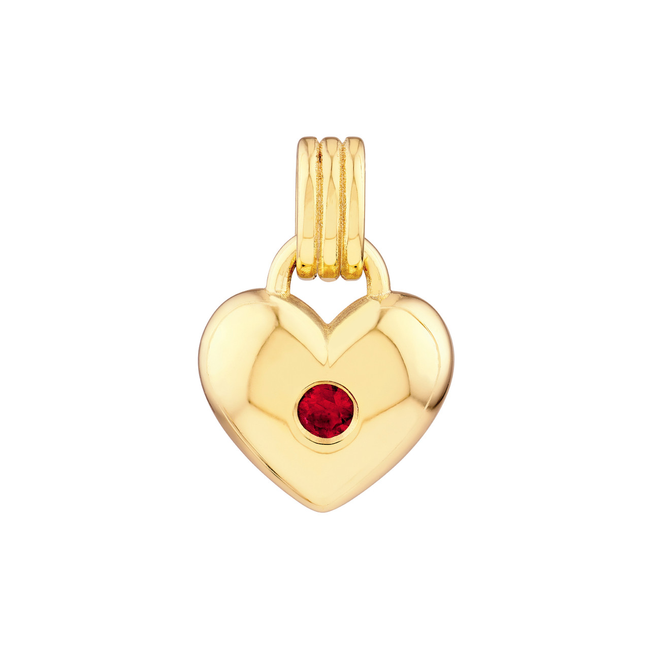 Ruby Yellow Gold Heart Pendant Charm