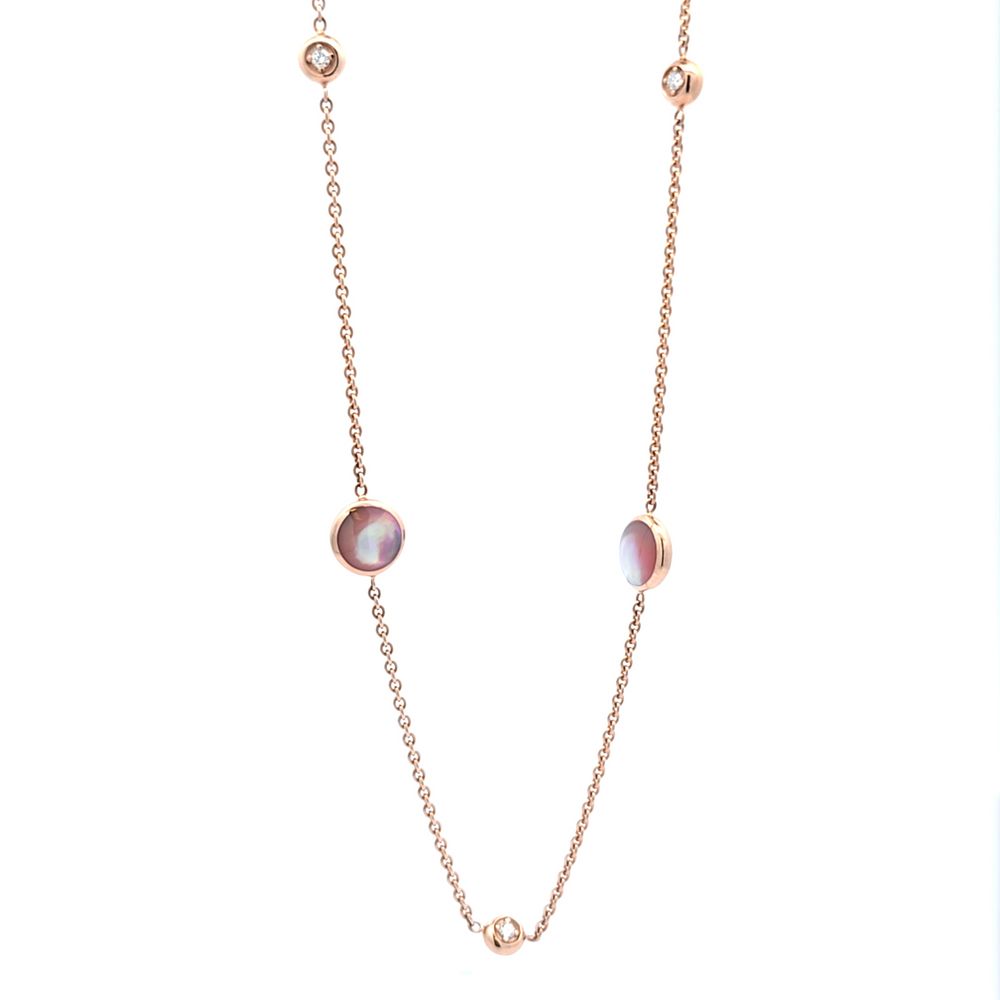 2/5ctw Diamond and Pink Mother of Pearl Rose Gold Chain Necklace l KABANA