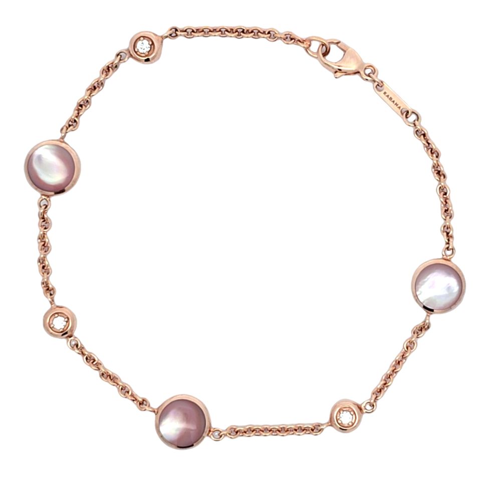 3/20ctw Diamond and Mother of Pearl Rose Gold Link Bracelet l KABANA