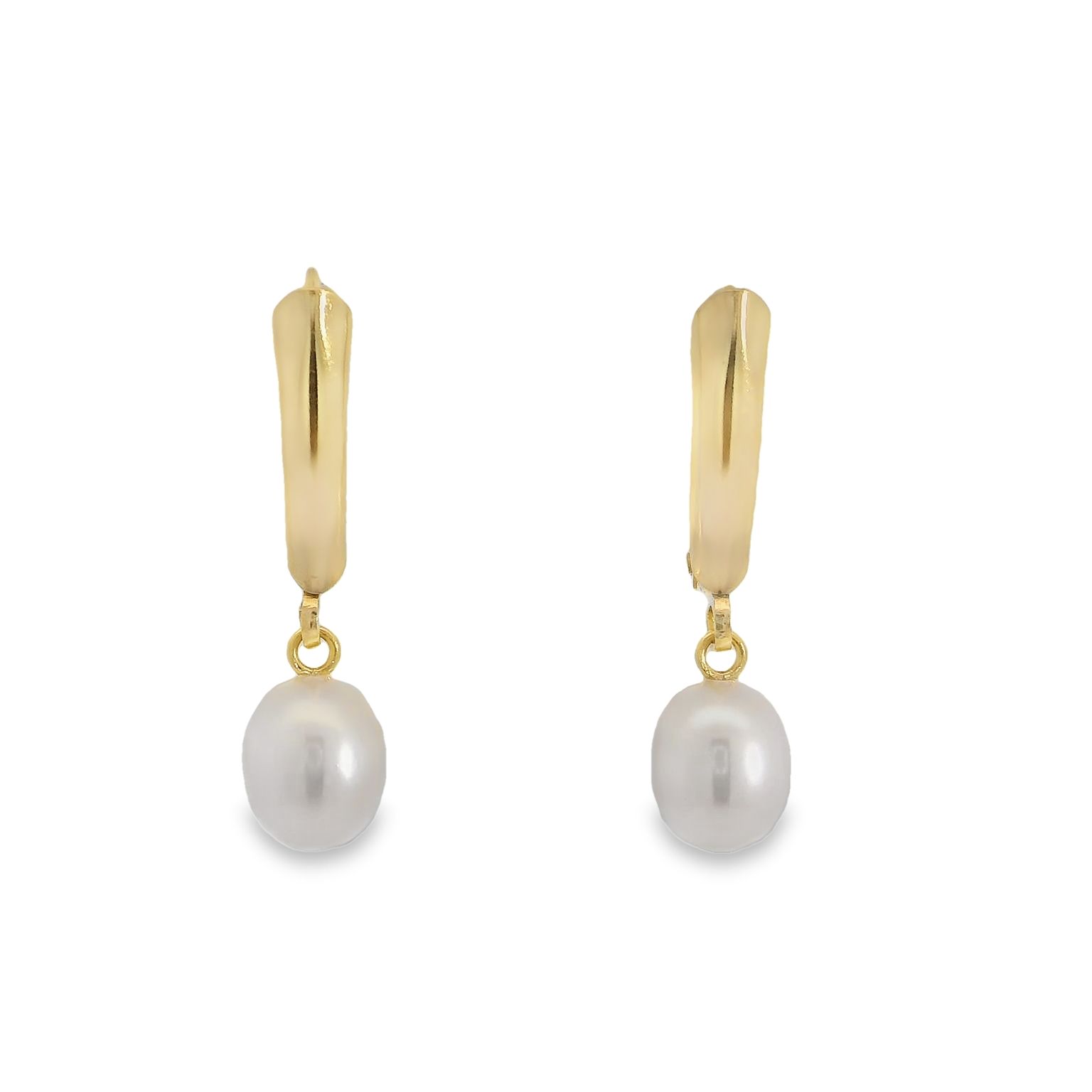 Yellow Gold Pearl Drop Earrings