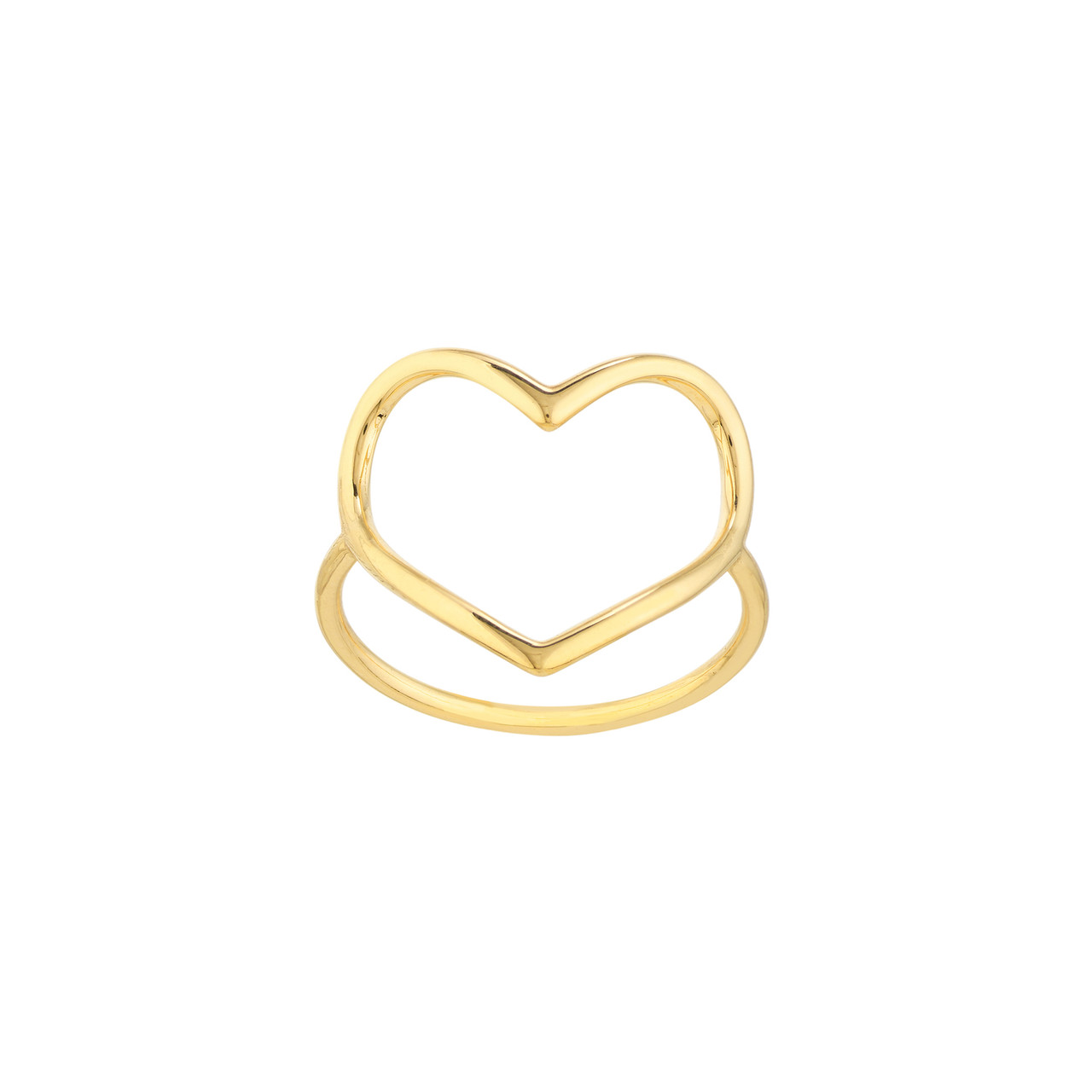 Yellow Gold Open Heart Ring