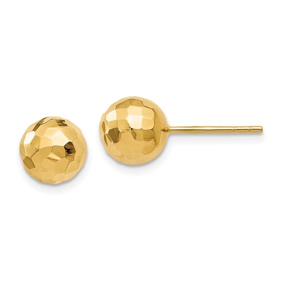 Yellow Gold Polished Faceted Ball Post Earrings