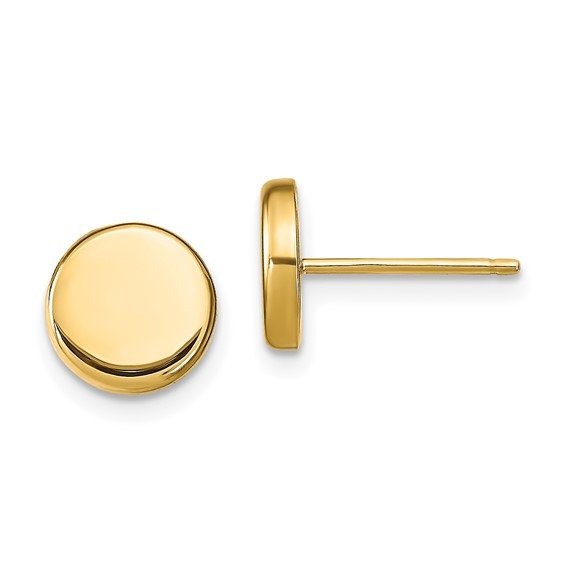 Yellow Gold Polished Button Post Earrings