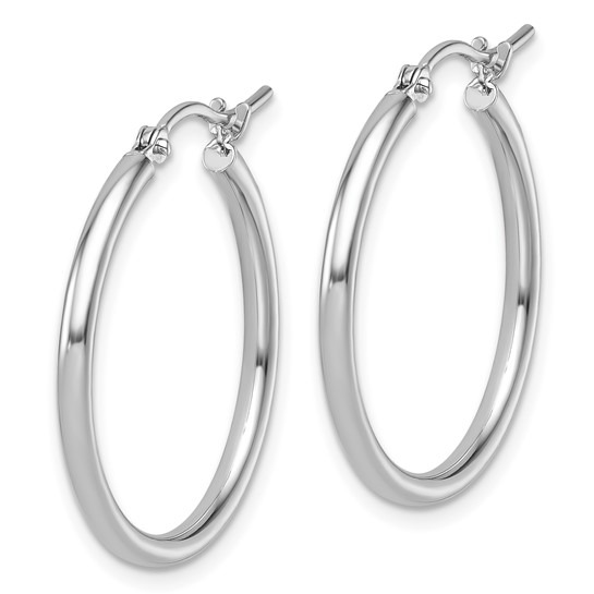 White Gold Polished 25mm Hoop Earrings