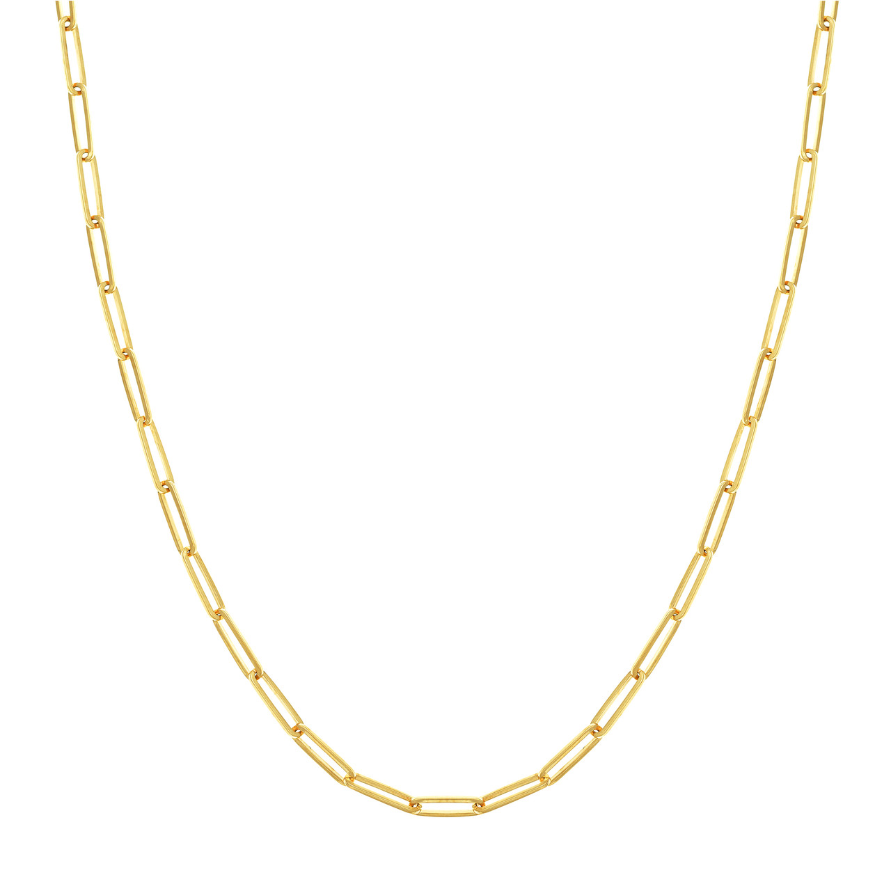 14K Gold Micro Pave Diamond Lobster Clasp Paper Clip Link Necklace