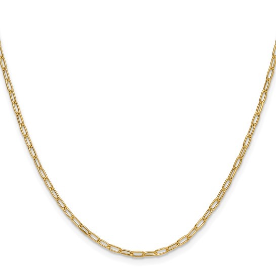 Yellow Gold  2.2mm Semi-Solid Beveled D/C Paperclip Chain l 16 inches