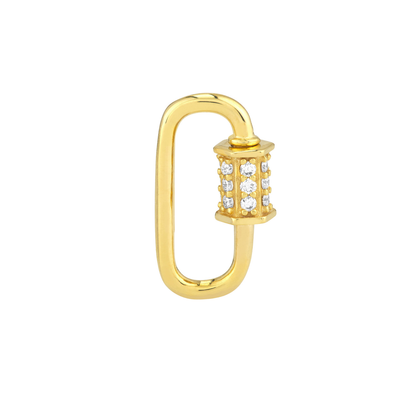 1/4ctw Diamond Barrel Lock Oval Clasp in Yellow Gold