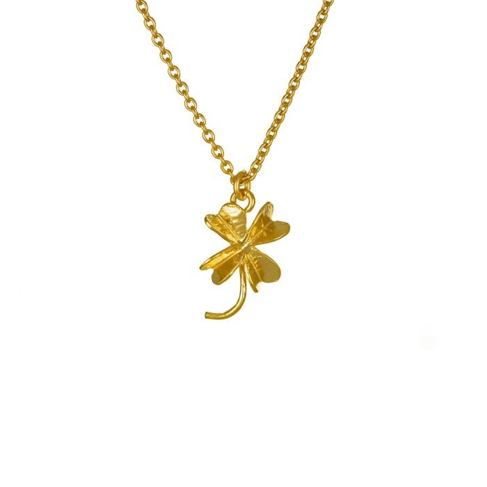 18K Gold Plated CZ Drop Clovers Necklace