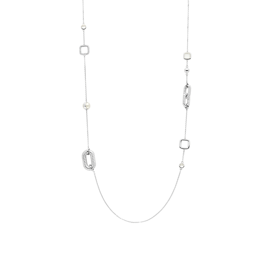 Sterling Silver Mother of Pearl and Zirconia Necklace l TI SENTO