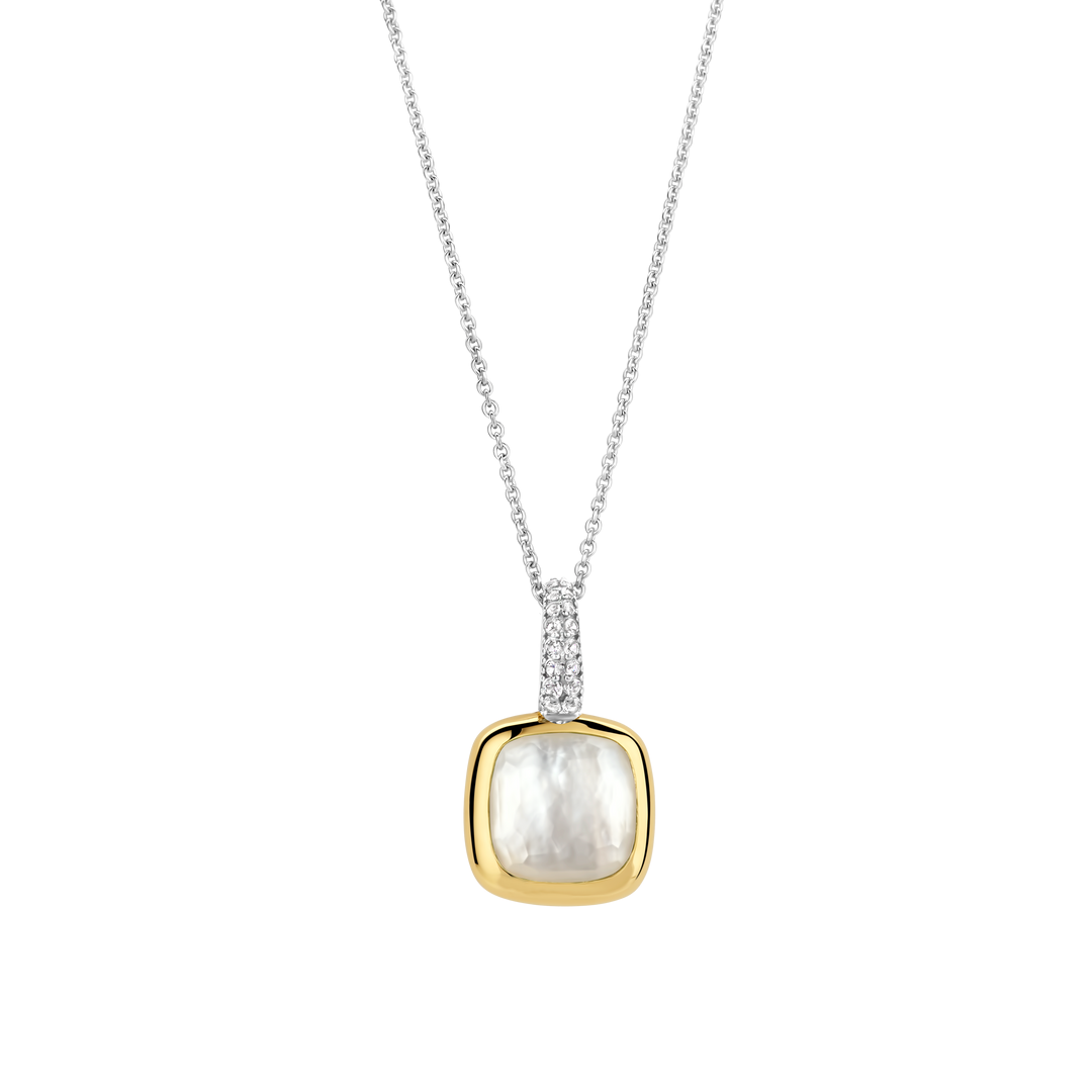 Mother of Pearl and Zirconia Gold-plate Pendant Necklace Small l TI SENTO