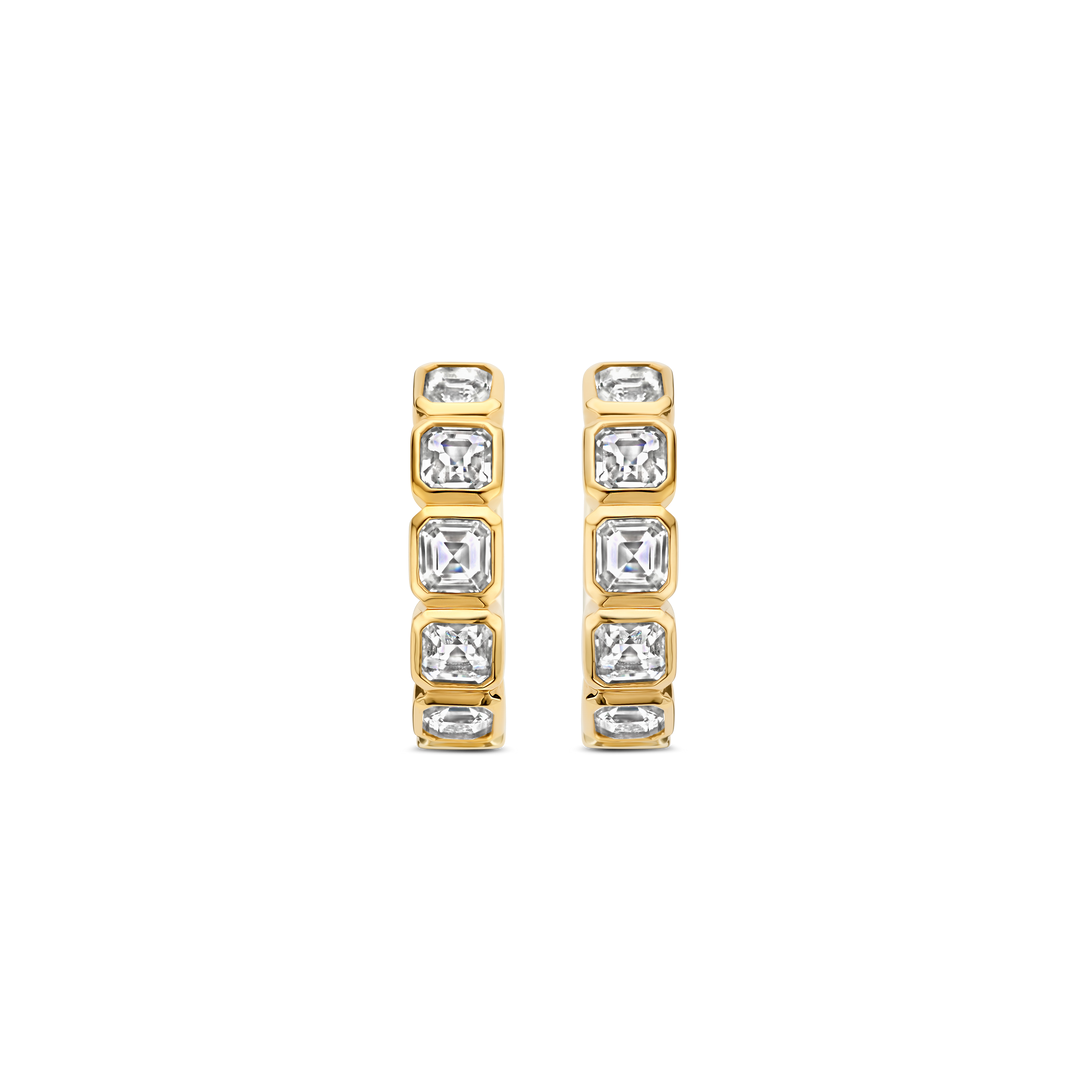 Zirconia Gold-plate Hoop Earrings l TI SENTO