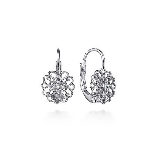 Sterling Silver White Sapphire Vintage Drop Earrings