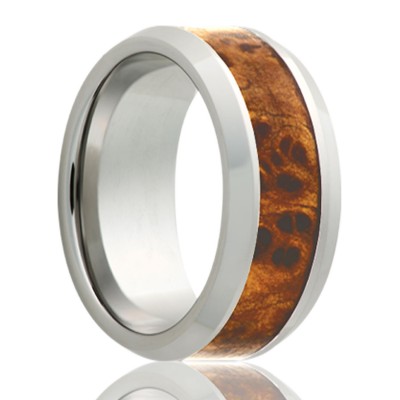 Tungsten Carbide with Burl Wood Comfor fit Band l 8mm