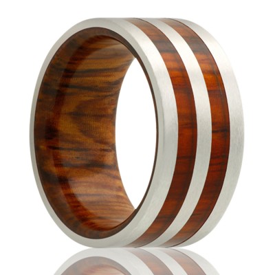 Cobalt Chrome with Cocobolo Wood Wedding Band l 8mm